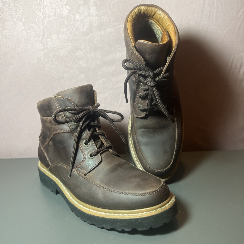 Gibi Homme Leather Boots Men's Size EU 39 US 7 Lace Up Brown Ankle EUC Artisan - Picture 1 of 10